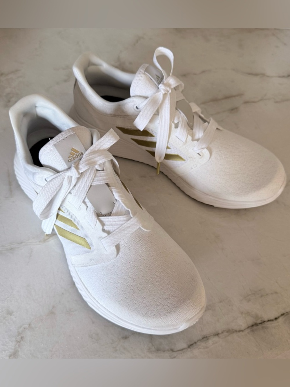 Adidas Edge Lux 3 White/Gold Mesh Running Shoes - Womens 11/ Excellent